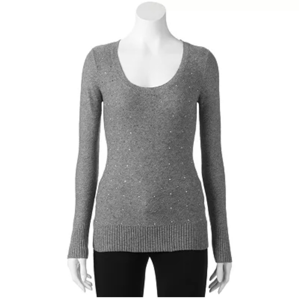 BNWT Candie's Junior Sparkle Popover Grey Sweater XL.